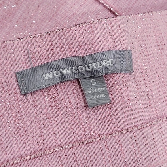 WOW Couture Sparkling Pink Rose Dress Sz S Sexy Halter Bodycon Dress - Picture 9 of 12